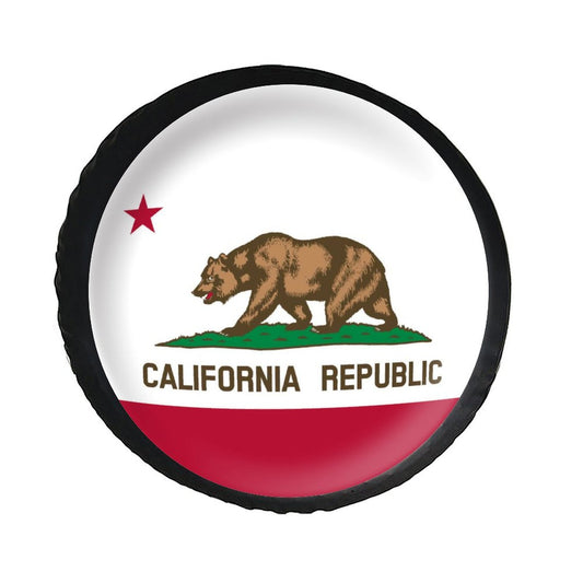 California Flag Printed Leather Tire Cover for Jeep Wrangler Trailer SUV Spare Tires