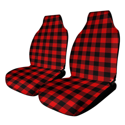 Red And Black Plaid Print Seat Covers for Cars Universal Size