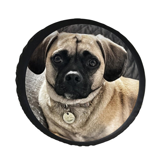 Pug Printed Leather Tire Cover for Jeep Wrangler Trailer SUV Spare Tires