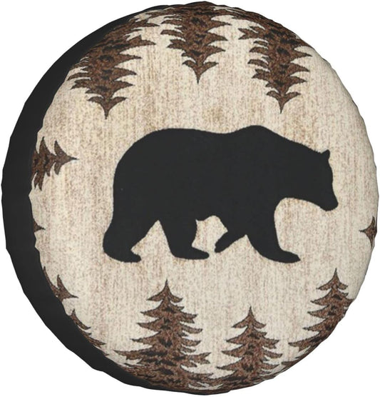 Rustic Bear Rv Spare Tire Cover for RV Trailer Camper Wheel Protectors Weatherproof Universal for Trailer Rv SUV Truck Camper for Travel Trailers 15inch for Tire Diameter 27"-28"