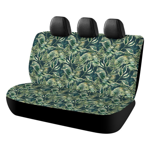 Tropical Leaves Print Car Rear Seat Covers for Sedan Universal Size