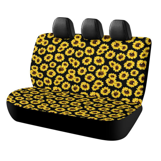 Sunflower Print Car Rear Seat Covers for Sedan Universal Size