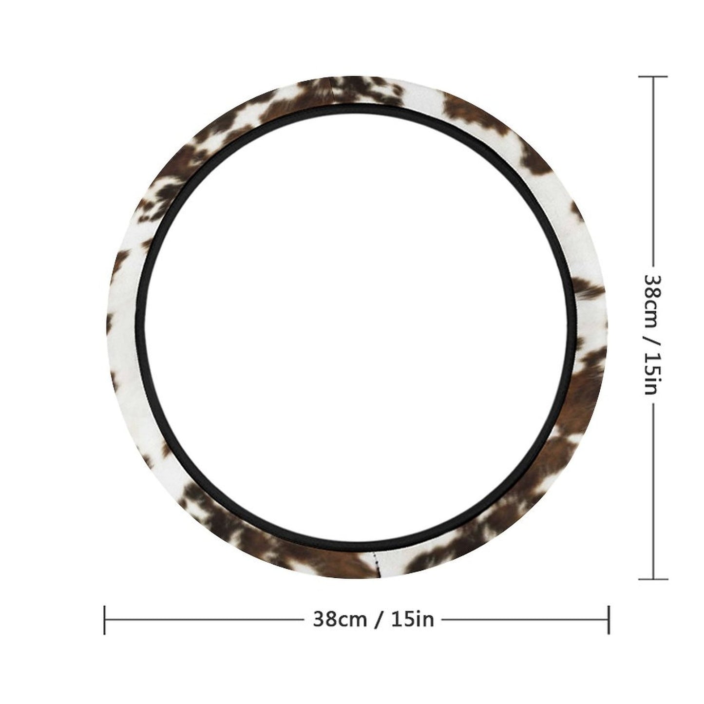 Brown Cow Print Steering Wheel Cover Universal 15 Inch