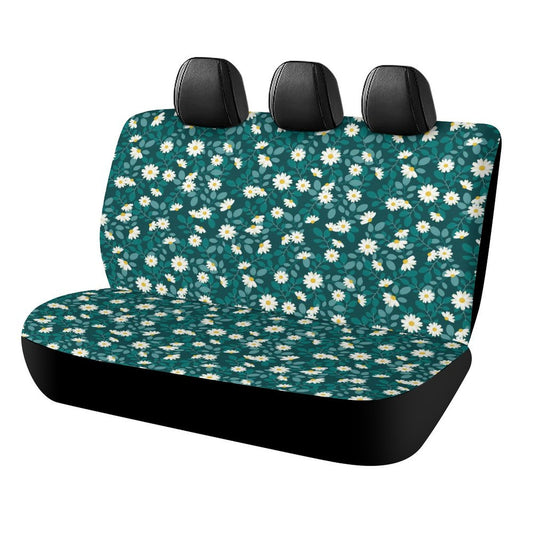 Daisy Flower Print Car Rear Seat Covers for Sedan Universal Size